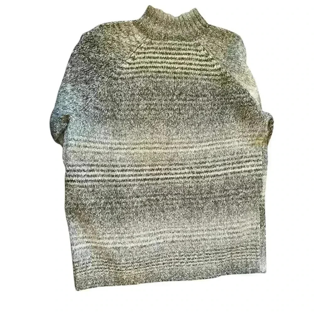 Chaps Womens Large Grey Beige Ombre Space Dye Mock Neck Raglan Sweater - Picture 2 of 9